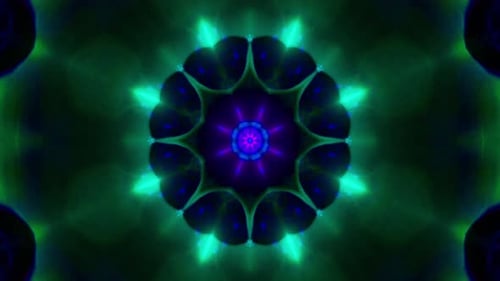 Glowing blue green mandala pattern