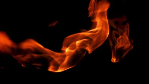 Abstract orange fire flames on black background animation