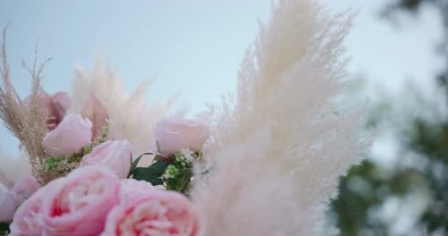 Close Up of Pink and White Wedding Flowers