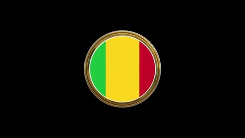 Mali National Flag Spinning 3D Gold Emblem Animation