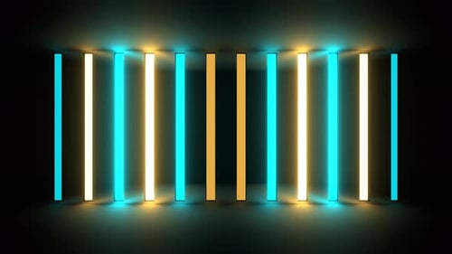 Cyan And Yellow Neon Lights Wall Background Vj Loop In 4K