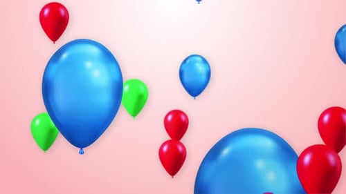 Beautiful Colorful Balloons Fly Air on Blue Sky with Alpha Channel