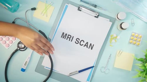 MRI SCAN WRITTEN ON MEDICAL PAPER