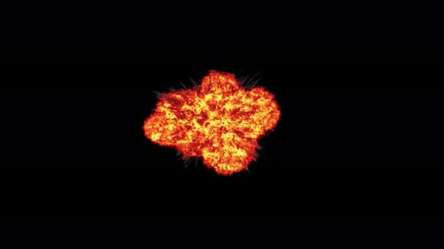 Explosion sur fond transparent, vue de haut en bas