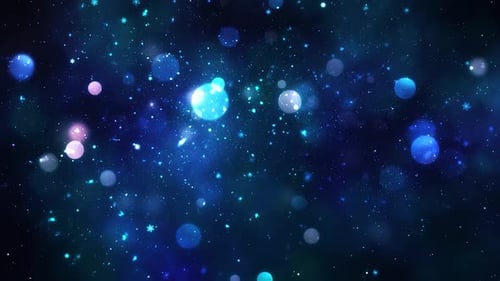 Festive Blue Sparkle Snowflakes and Bokeh Background Loop