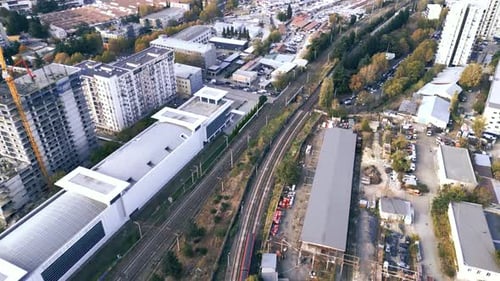 Aerial view of Tbilisi train from high altitude