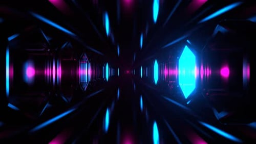 Cyan And Pink Mysterious Alien Corridor With Flashing Light Background Vj Loop I 4K