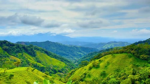 Rolling Green Hills in Tropical Mountain Landscape