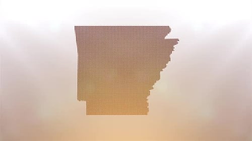 Arkansas USA State Map Digital Pixel Grid Reveal