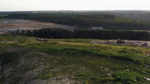 Aerial View of Landfill in Rural Area