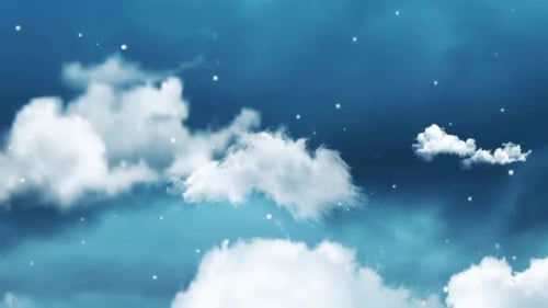 Flying Through Dreamy Clouds with Sparkling Particles