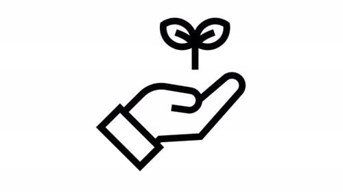 Animated Hand Holding Plant Sprout Line Icon