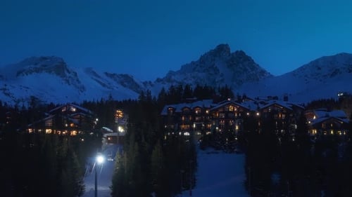 A Spectacular Aerial View of Courchevel France During the Enchanting Night Hours