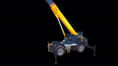 Animated 3D Mobile Crane Construction Vehicle