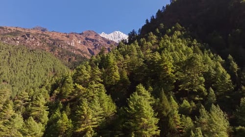 Mountain Landscape with Verdant Valley Surrounded By Snow Dusted Peaks Revealing Pristine Wilderness