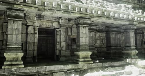 Ancient Stone Temple Ruins in a Tranquil Setting During Midday Light