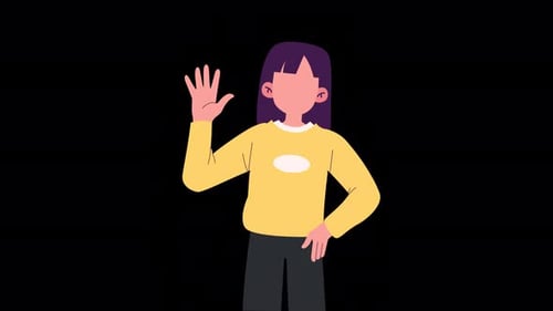 Flat Design Animated Character Waving Hello Gesture