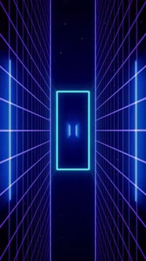 Retro Neon Grid Tunnel Seamless Loop Animation