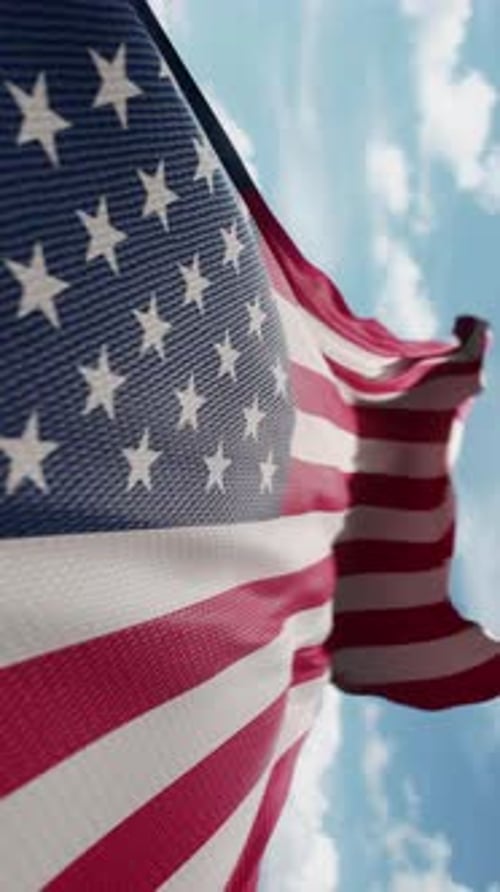 Wavy Flag of United States of America Blowing in the Wind in Slow Motion Waving Official USA Flag