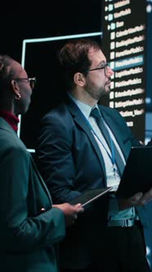 Vertical Video Engineering Team Looks at AI Machine Learning Self Writing Code on Screen