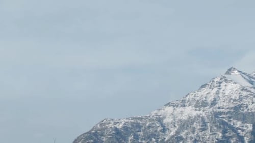 Pan Across Snowy Alpine Mountains
