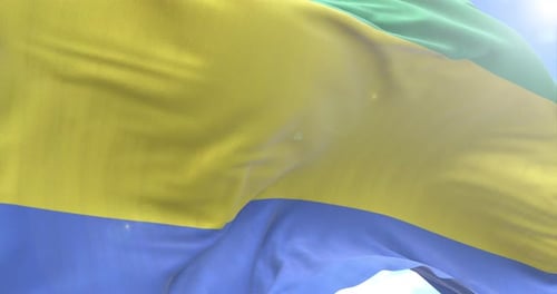 Gabon National Flag Waving Realistically in the Wind