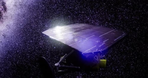 3D Futuristic Satellite in Space Galaxy Animation