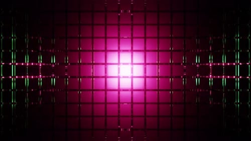 Cubic Wall With Green And Pink Lights Reflected Vj Loop Background