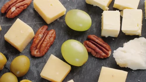 Italian or Spanish Cheese Plate in Restaurant with Traditional Tapas Food Spanish Cuisine Delicious