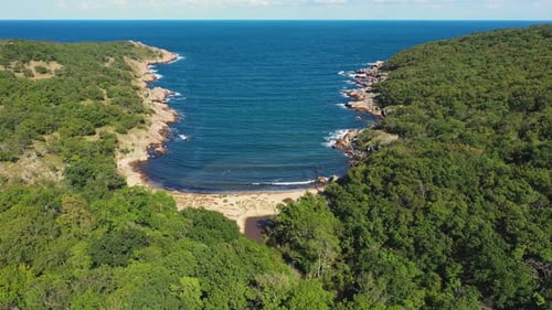 Aerial view to a sea bay and beach