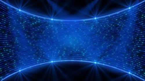 Flowing Blue Light Tunnel Technology Stage Background