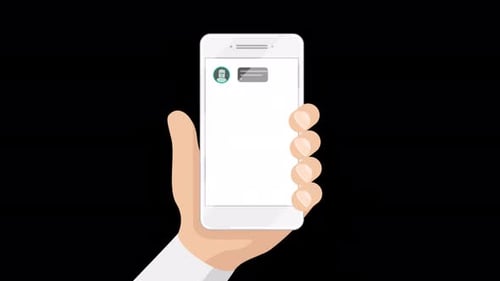 Man Chatting With Chatbot On Smartphone Alpha Channel 4K