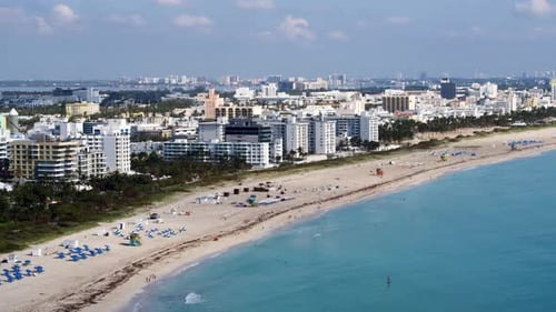 Miami Beach Flyover by Aerial Drone Above