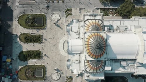 View From Above Of Palacio de Bellas Artes (Fine Arts Palace) In Mexico City - aerial top down