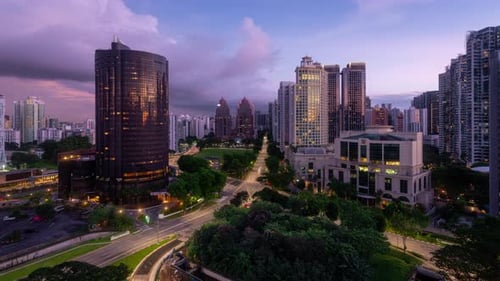 Night to day time lapse clip from downtown Singapore