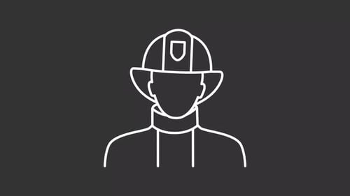 Minimalist Animated Firefighter Line Icon Wiggle