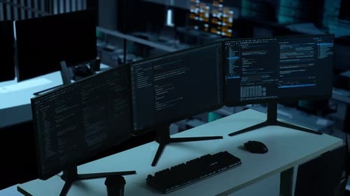 Codieren auf mehreren Computerbildschirmen im Büro