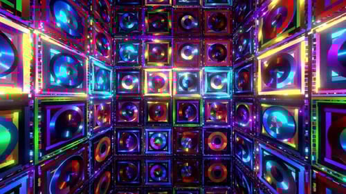 Abstract Glowing Geometric Cubes Seamless Loop Motion Background