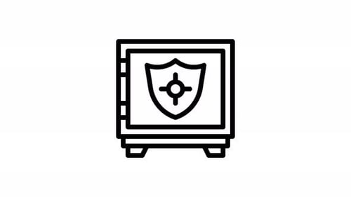 Animated Safe Icon with Shield for Corporate Security