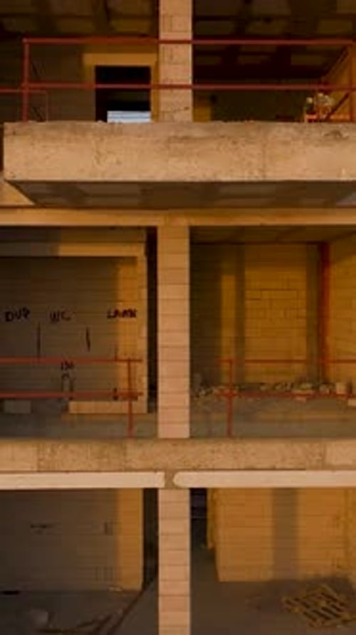 Vertical Video Building with a View Aerial Construction Site By the Mediterranean Sea