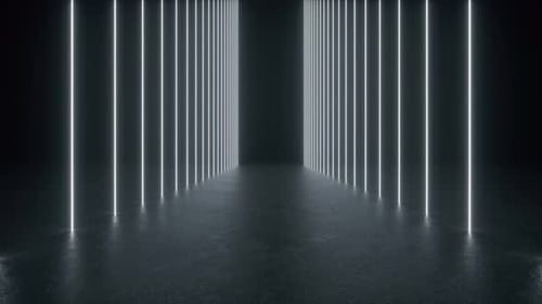 Dark Tunnel Illuminated by White Lights