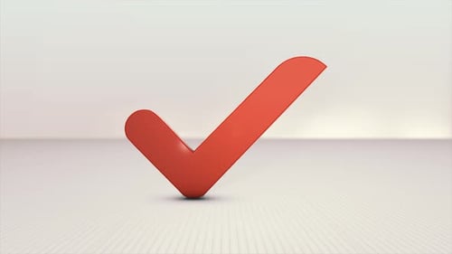 Icono de marca de verificación roja con fondo blanco limpio 4K 60 Fps