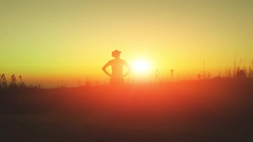 Women Stretching and Running at Sunrise Action