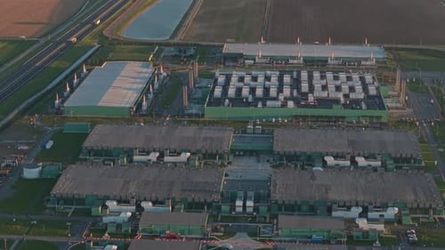 Aerial view of large tech company data center in middenmeer