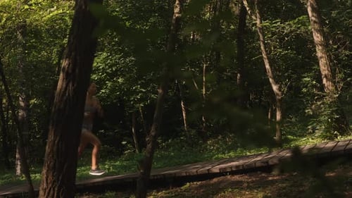 Woman Running Fitness Forest