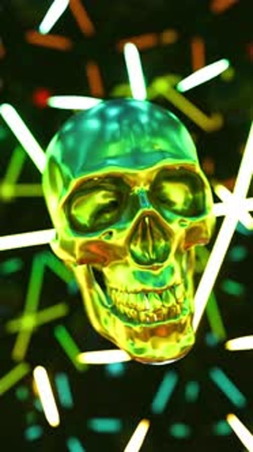 Neon Skull VJ Loop Vertical Background 4K