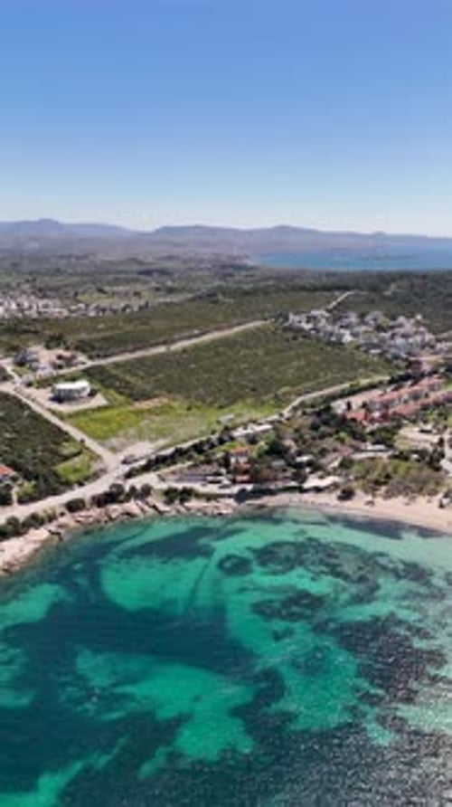Aerial Drone View of Turquoise Sea in Beautiful Coastal Bay
