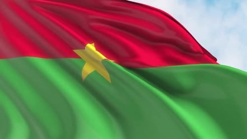 Burkina Faso National Flag Waving Realistically in Wind