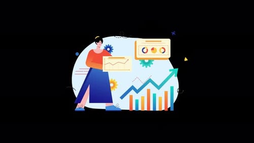 Business Analytics Illustration with Graphs and Gears