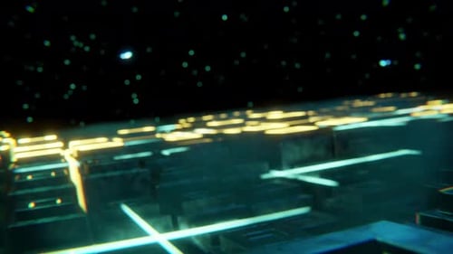 Futuristic Glowing Digital Grid Lines Motion Background